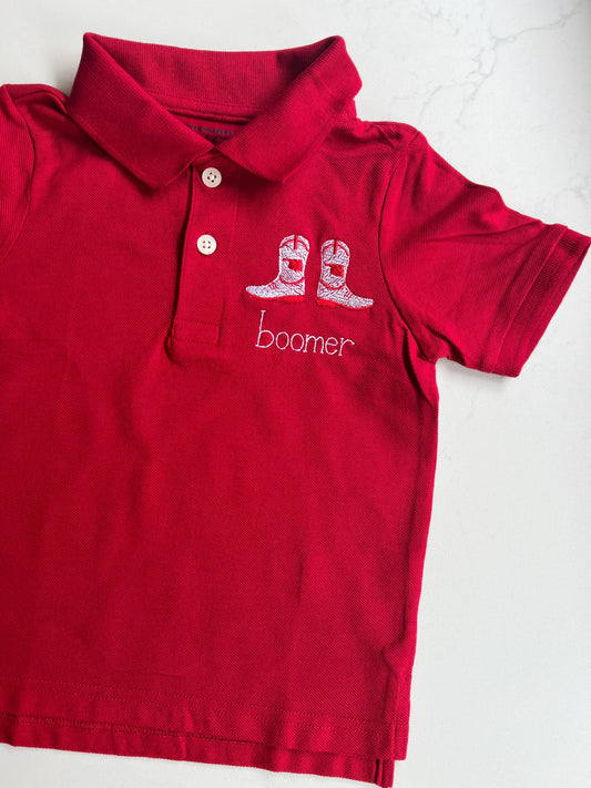 Toddler Polo | Red, "boomer", size 3T